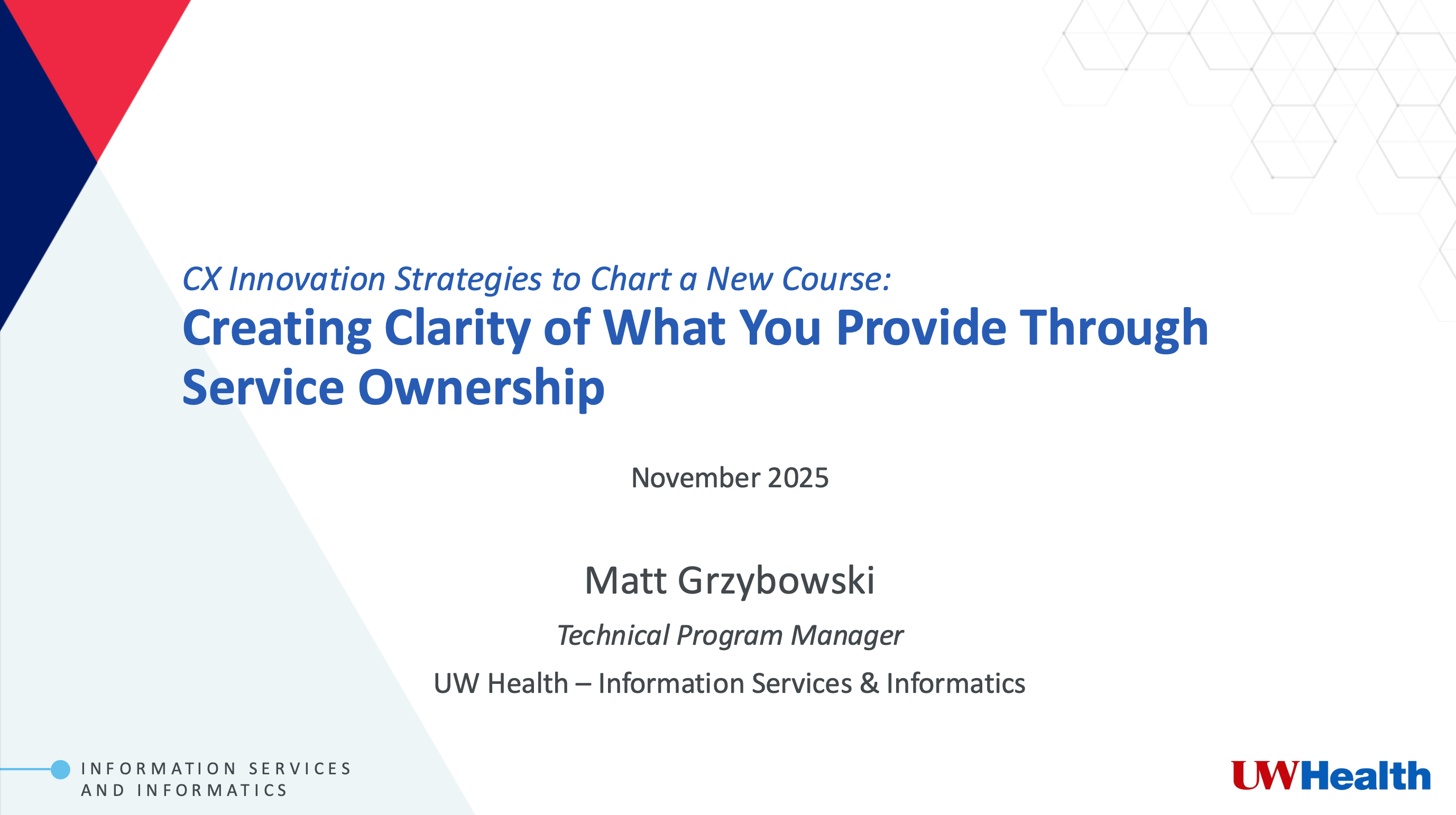 3. UW Health Presentation Slides: Creating Clarity of What You Provide Through Service Ownership thumbnail